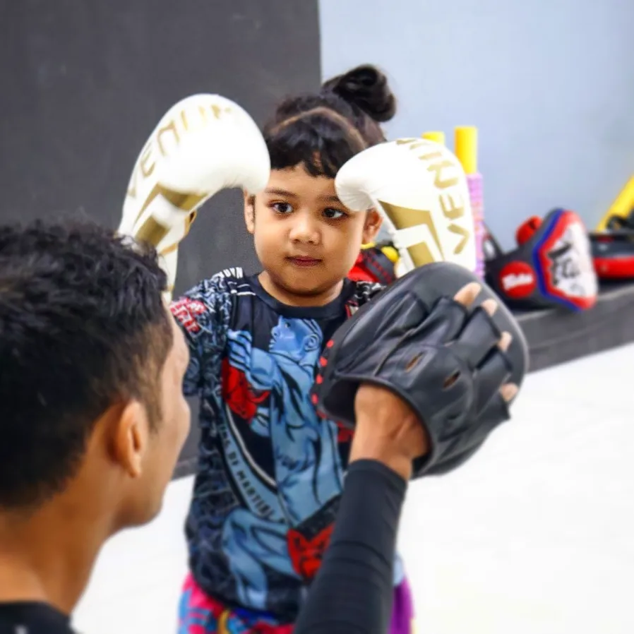 Kids training with a coach